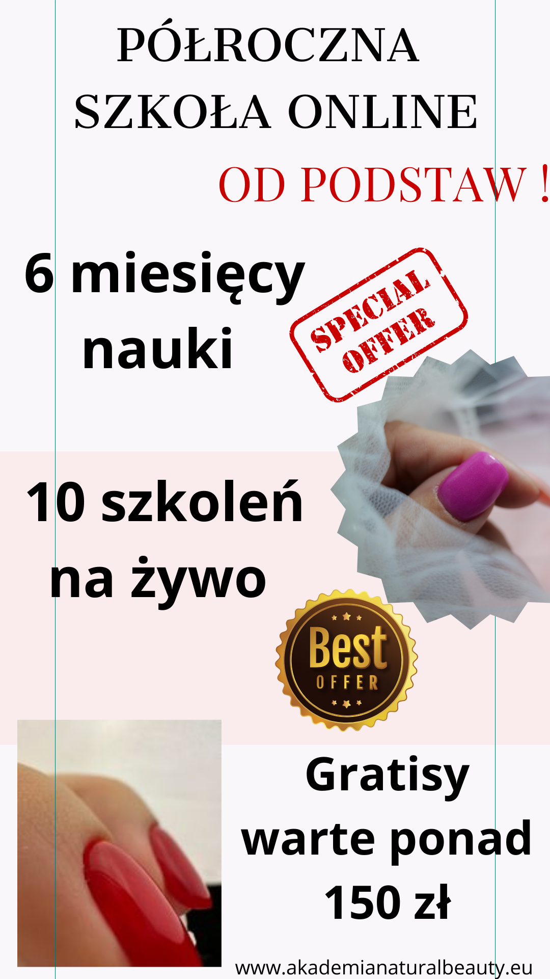 Półroczna szkoła online na żywo - zostań stylistką paznokci
